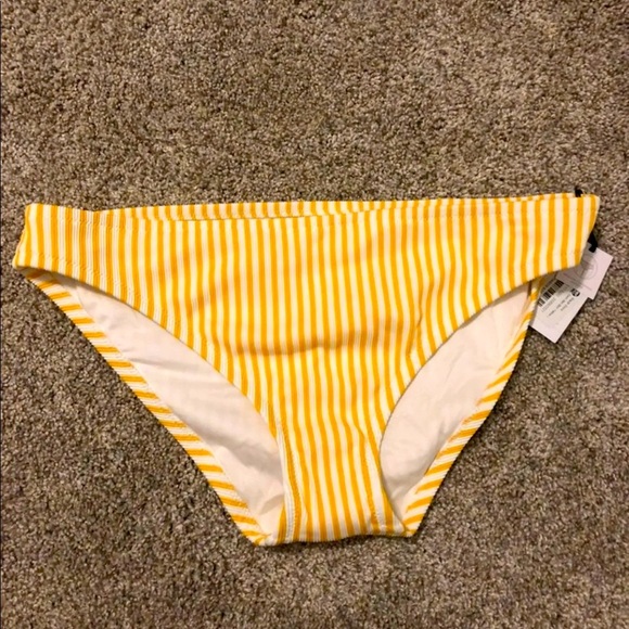 Shade and Shore Yellow Striped Bikini Bottoms Size Large - Picture 2 of 5